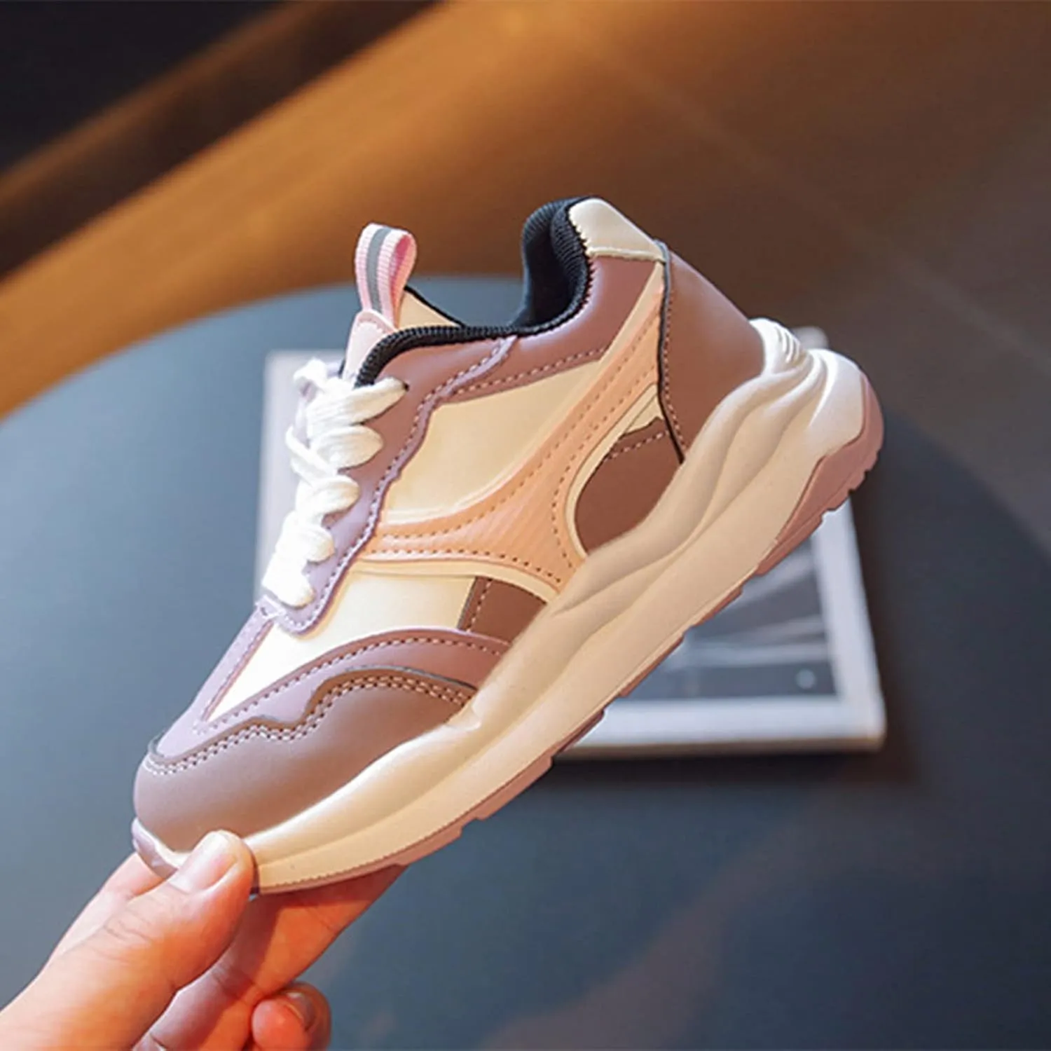 Fashion All Seasons Children Spors Shoes for Boys and Girls Flat Bottom Lightweight Contrast Color Comfortable Shoe Kid