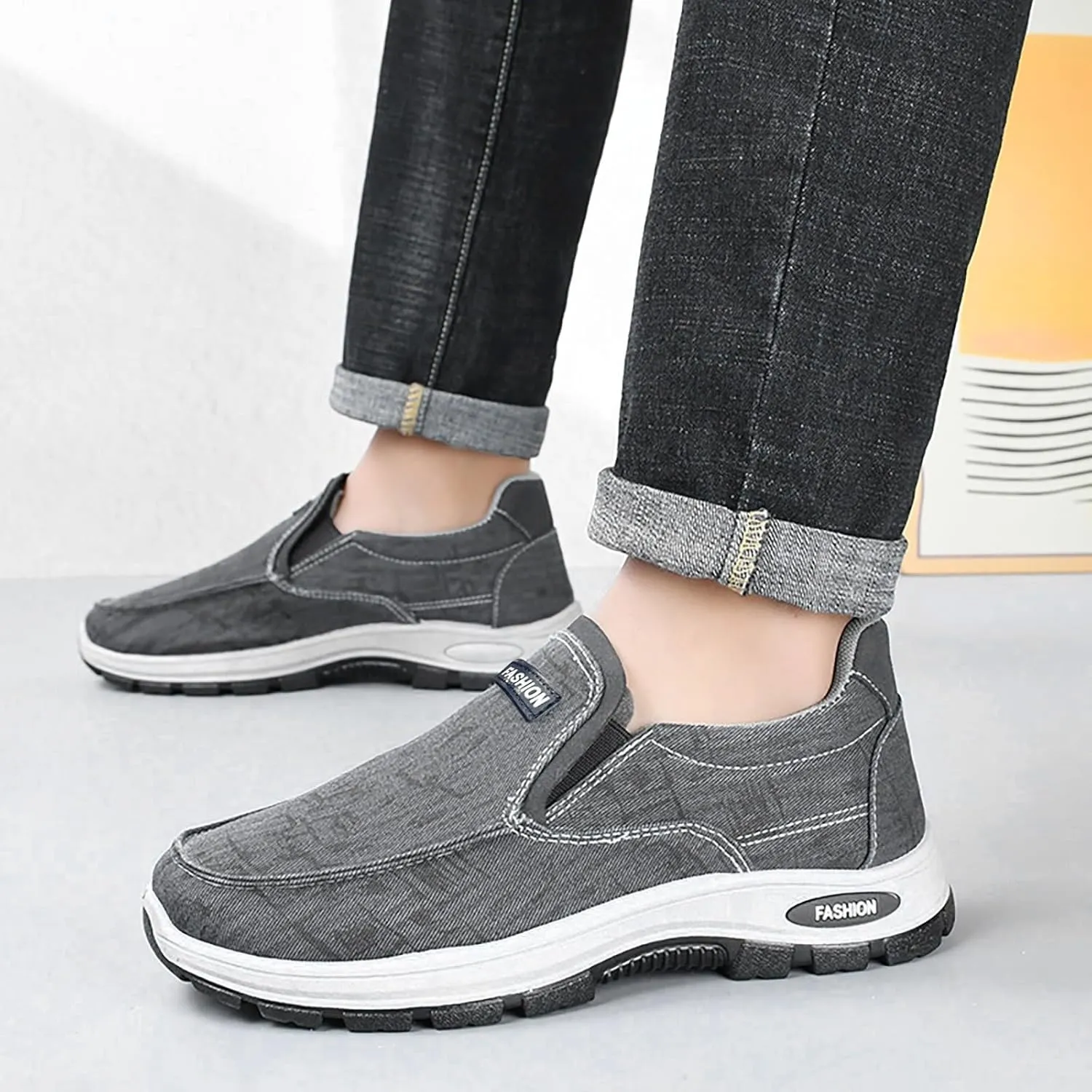 Fashion Sneakers Comfortable Men's Shoes Breathable Solid Color Casual Soft Sole Comfortable Simple Walking Shoes