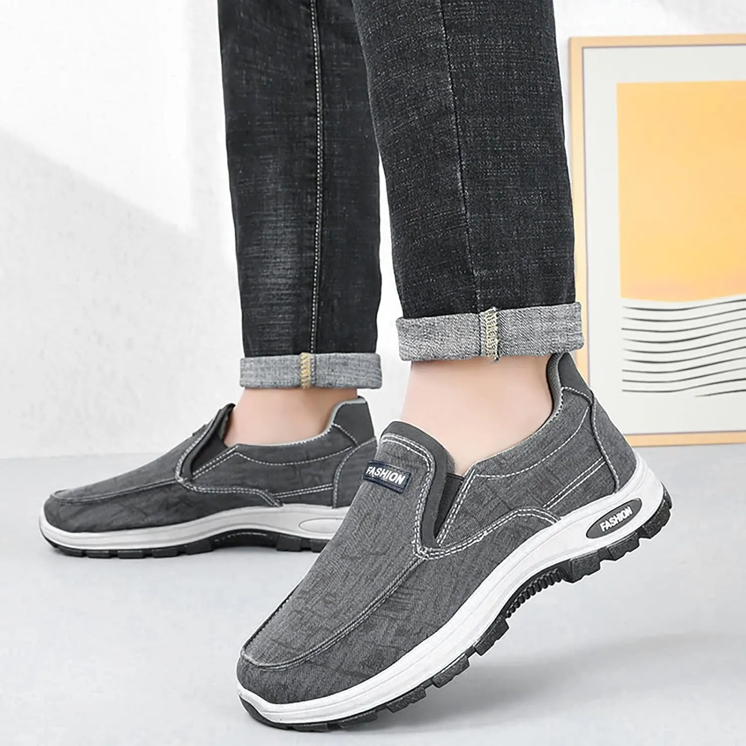 Fashion Sneakers Comfortable Men's Shoes Breathable Solid Color Casual Soft Sole Comfortable Simple Walking Shoes