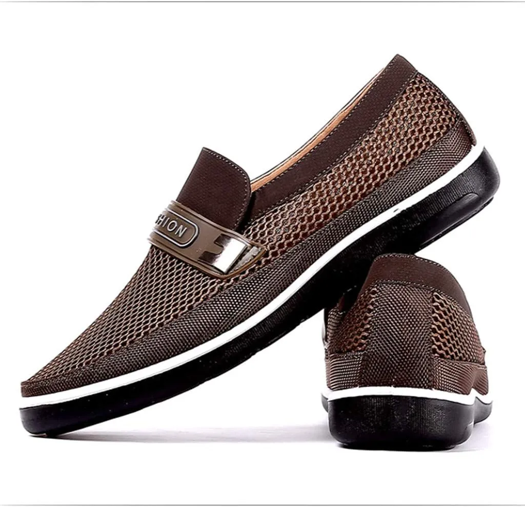 Fashion Sneakers Comfortable Shoes Soft Hollow Slip On Summer Shoes Breathable Bottom Men's Casual Mesh Men's