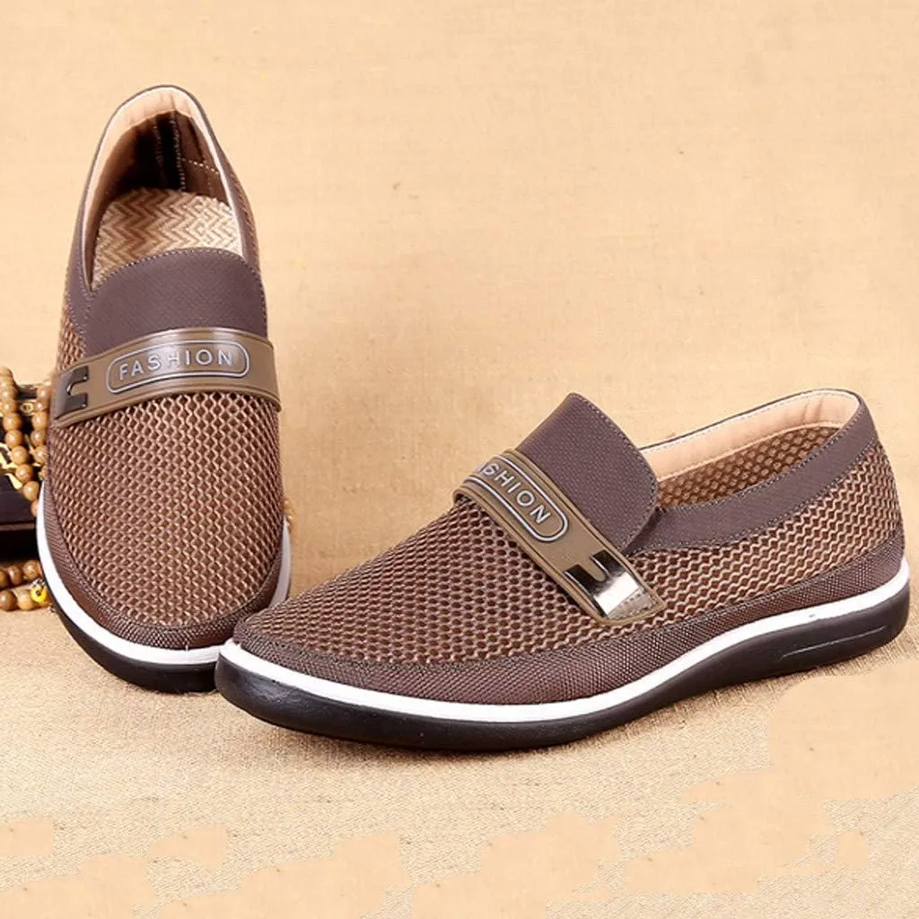 Fashion Sneakers Comfortable Shoes Soft Hollow Slip On Summer Shoes Breathable Bottom Men's Casual Mesh Men's