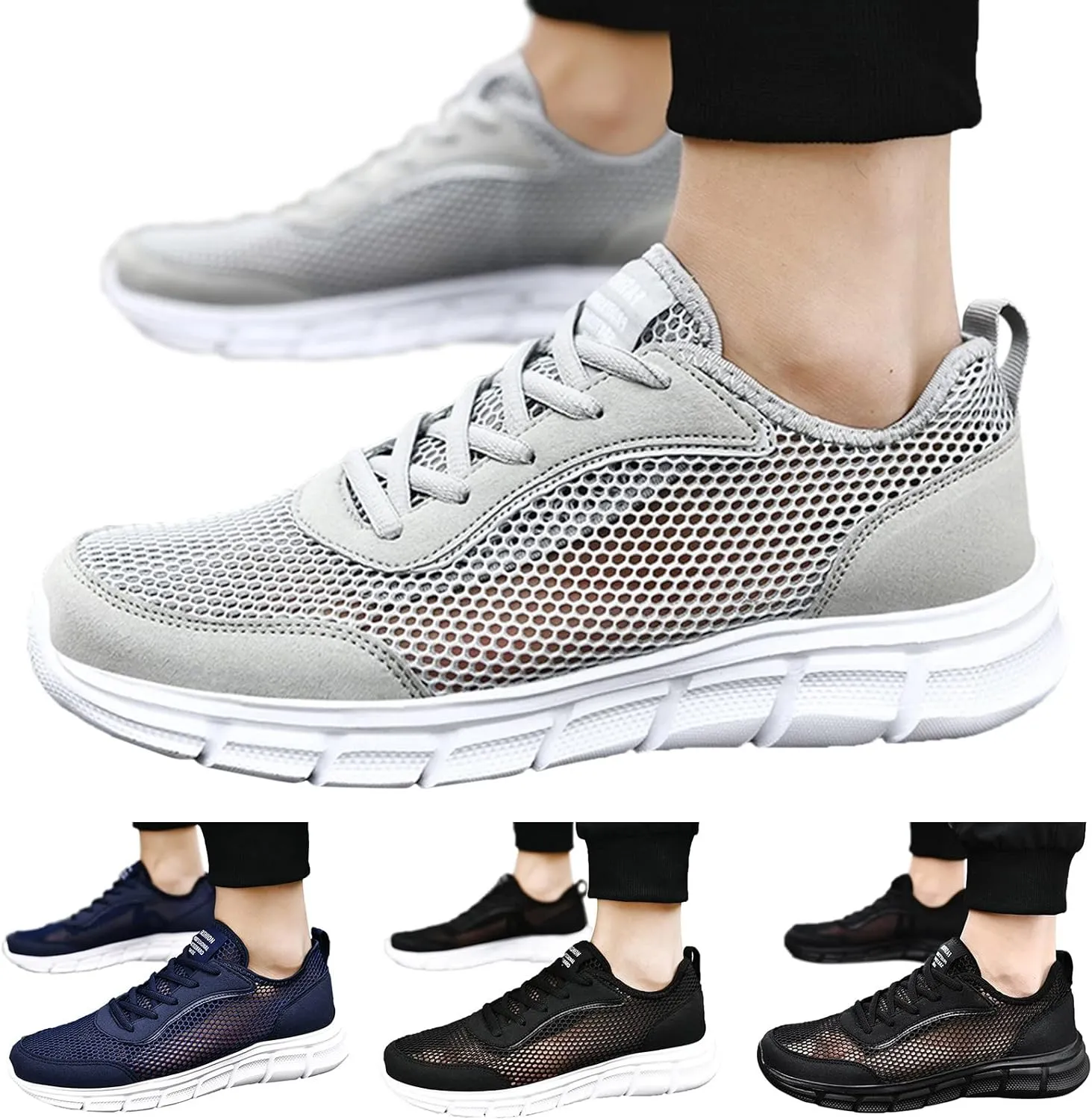 Fashion Spring and Summer Men Sports Shoes Flat Bottom Lightweight Fly Woven Mesh Hollow Mens Sneaker Boots Low Top Men's SPO