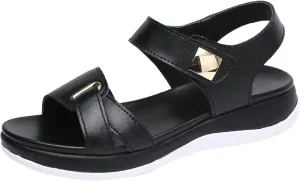 Fashion Summer Women Sandals Flat Thick Bottom Open Toe Hook Loop Solid Color Casual Sandals for Women Dressy Flat