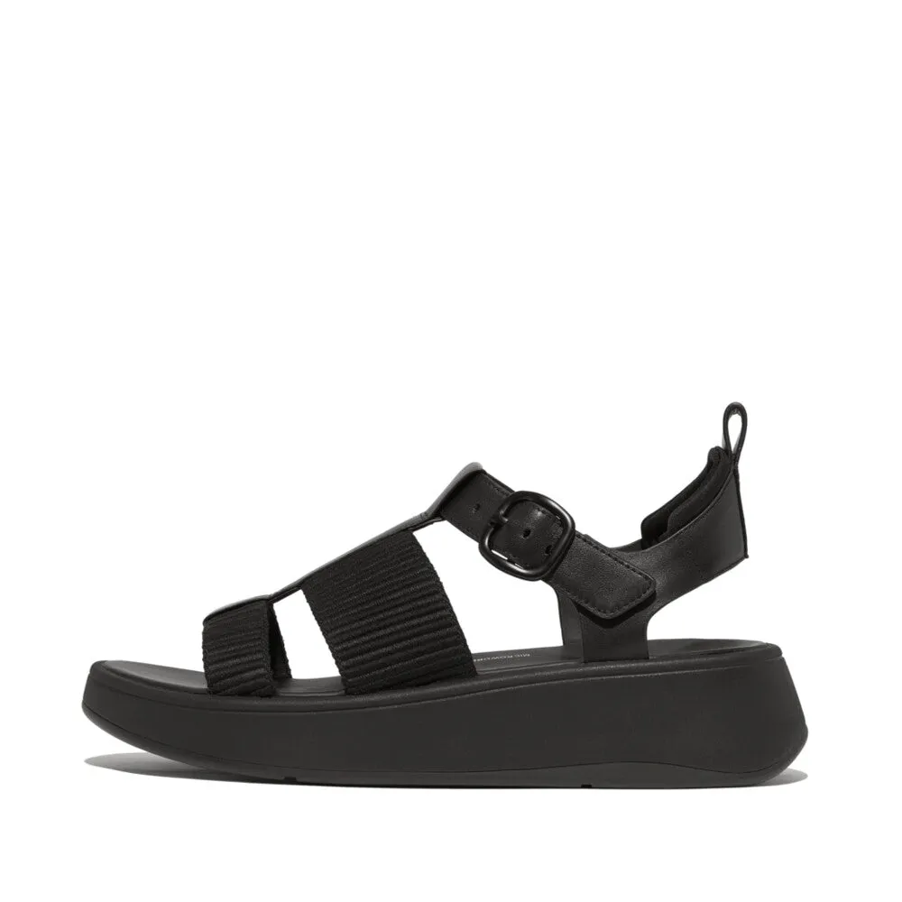 Fitflop F-Mode Leather/Webbing Flatform Fisherman Sandals Black