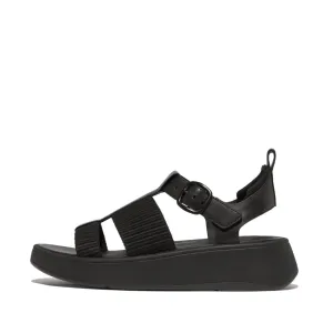 Fitflop F-Mode Leather/Webbing Flatform Fisherman Sandals Black