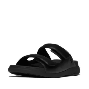 FitFlop Mens F-Mode Go Adjustable Two Bar Slide Sandals - All Black