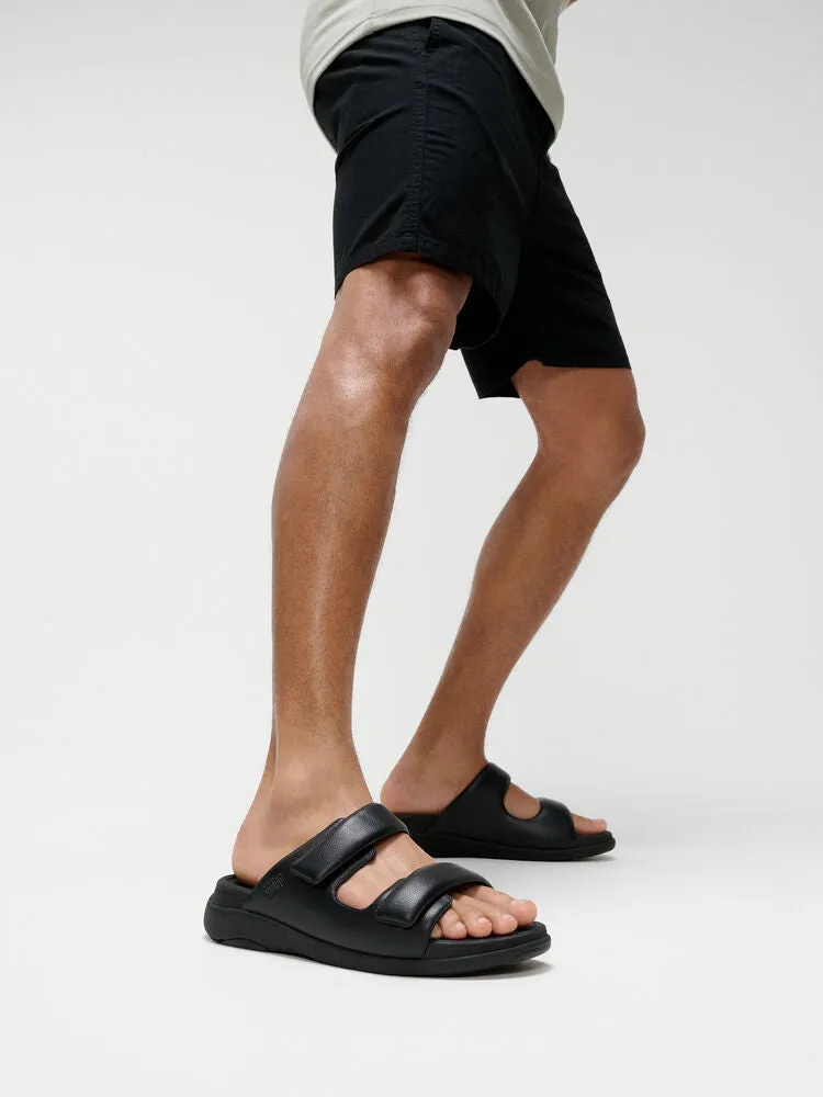 FitFlop Mens F-Mode Go Adjustable Two Bar Slide Sandals - All Black