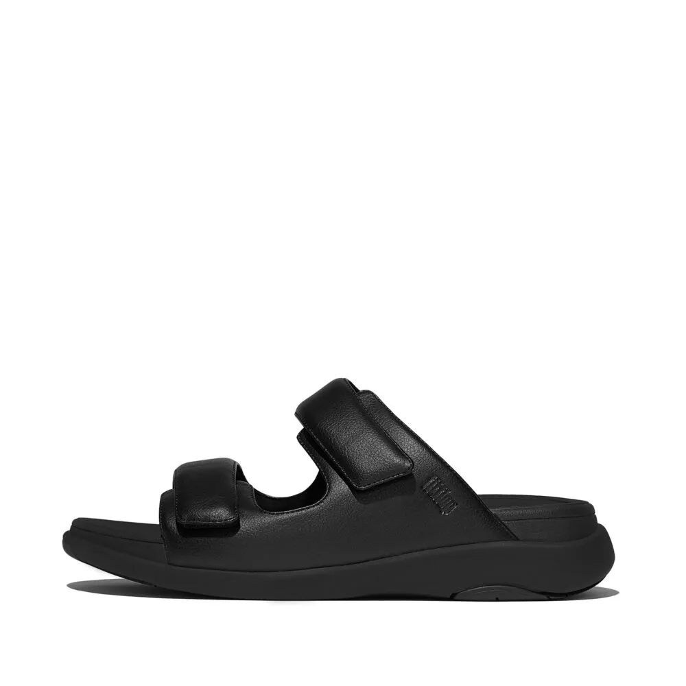 FitFlop Mens F-Mode Go Adjustable Two Bar Slide Sandals - All Black