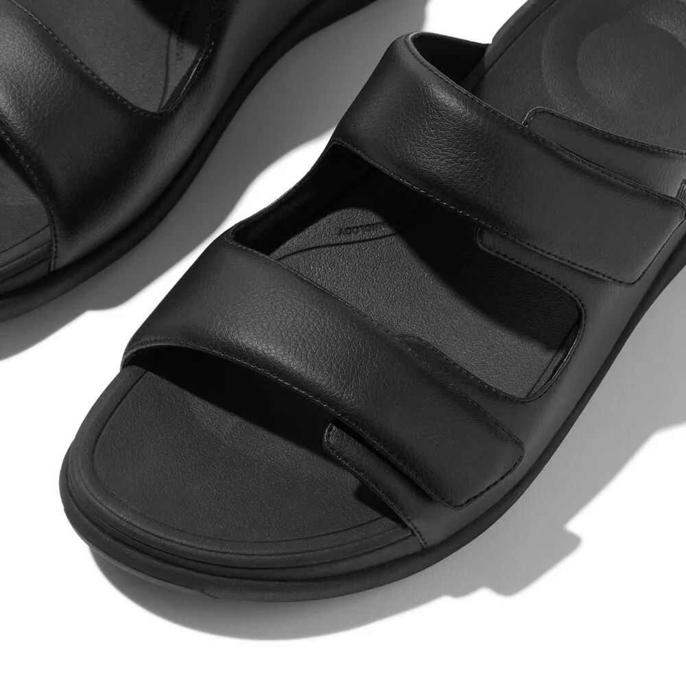FitFlop Mens F-Mode Go Adjustable Two Bar Slide Sandals - All Black