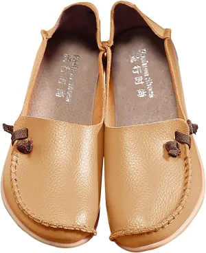 Flats Shoes Women Dressy Comfortable Work Loafers Shoes Wide Width Lightweight Soft Leather Moccasins Cute Walk Flats