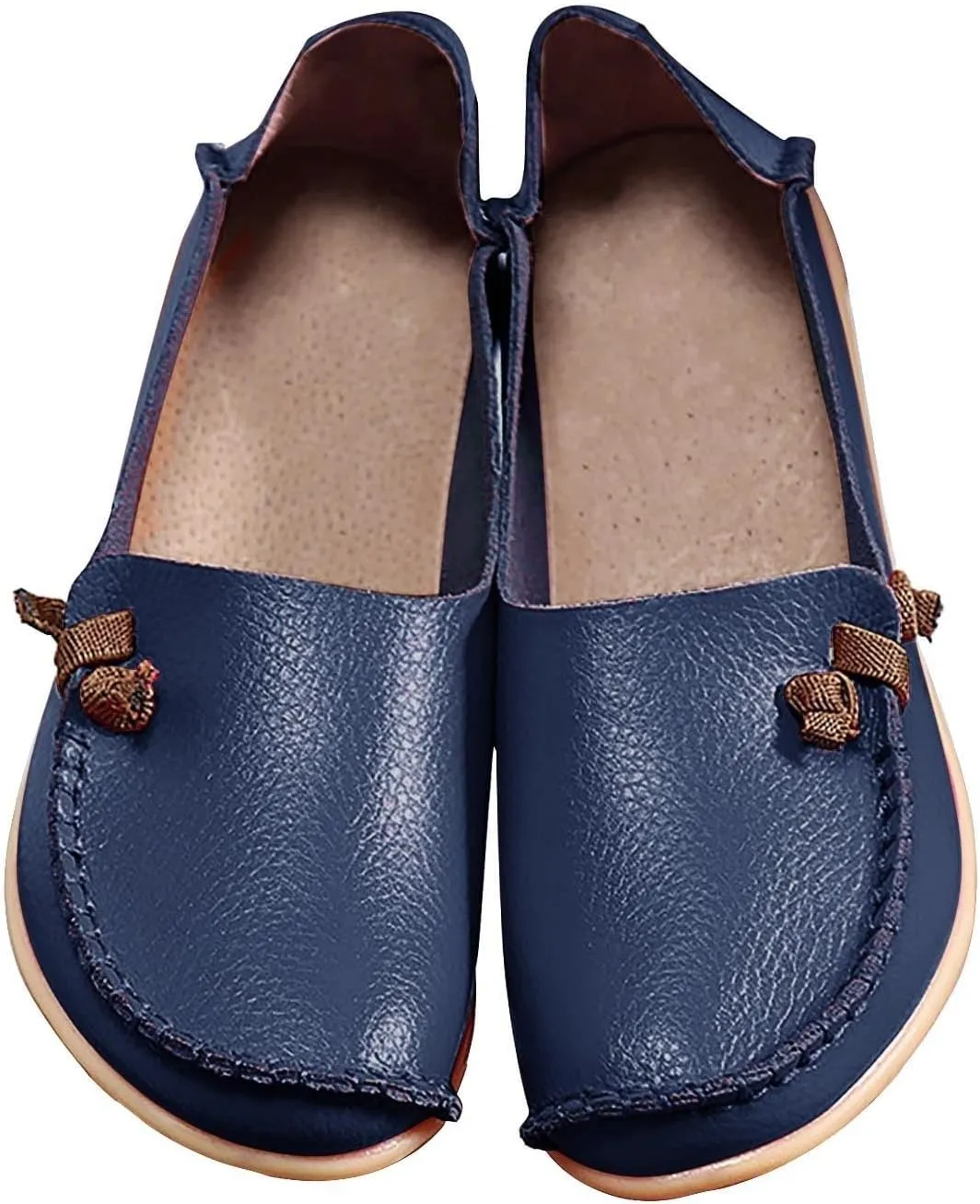 Flats Shoes Women Dressy Comfortable Work Loafers Shoes Wide Width Lightweight Soft Leather Moccasins Cute Walk Flats