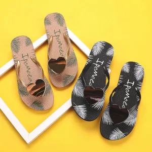 Flip-Flops Women New Spring Summer Comfortable Slippers – Slide Love Decoration Non-Slip Holiday Beach Shoes, Casual Female Sandals