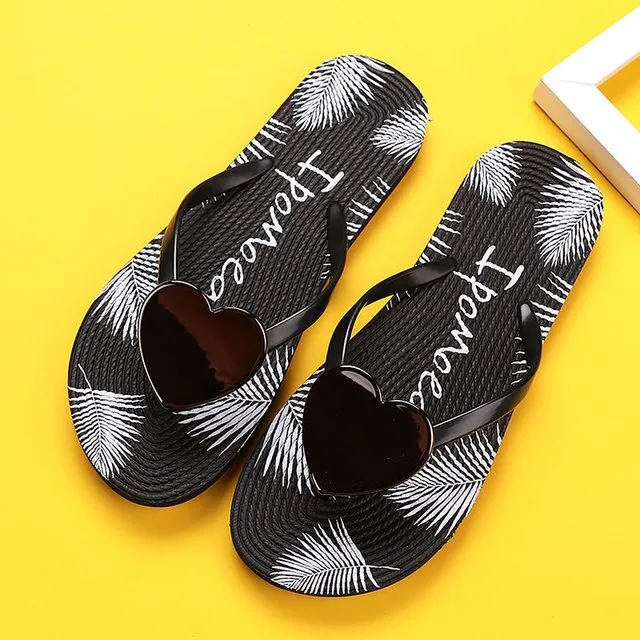 Flip-Flops Women New Spring Summer Comfortable Slippers – Slide Love Decoration Non-Slip Holiday Beach Shoes, Casual Female Sandals