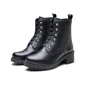 Florance Womens Leather Combat Boot
