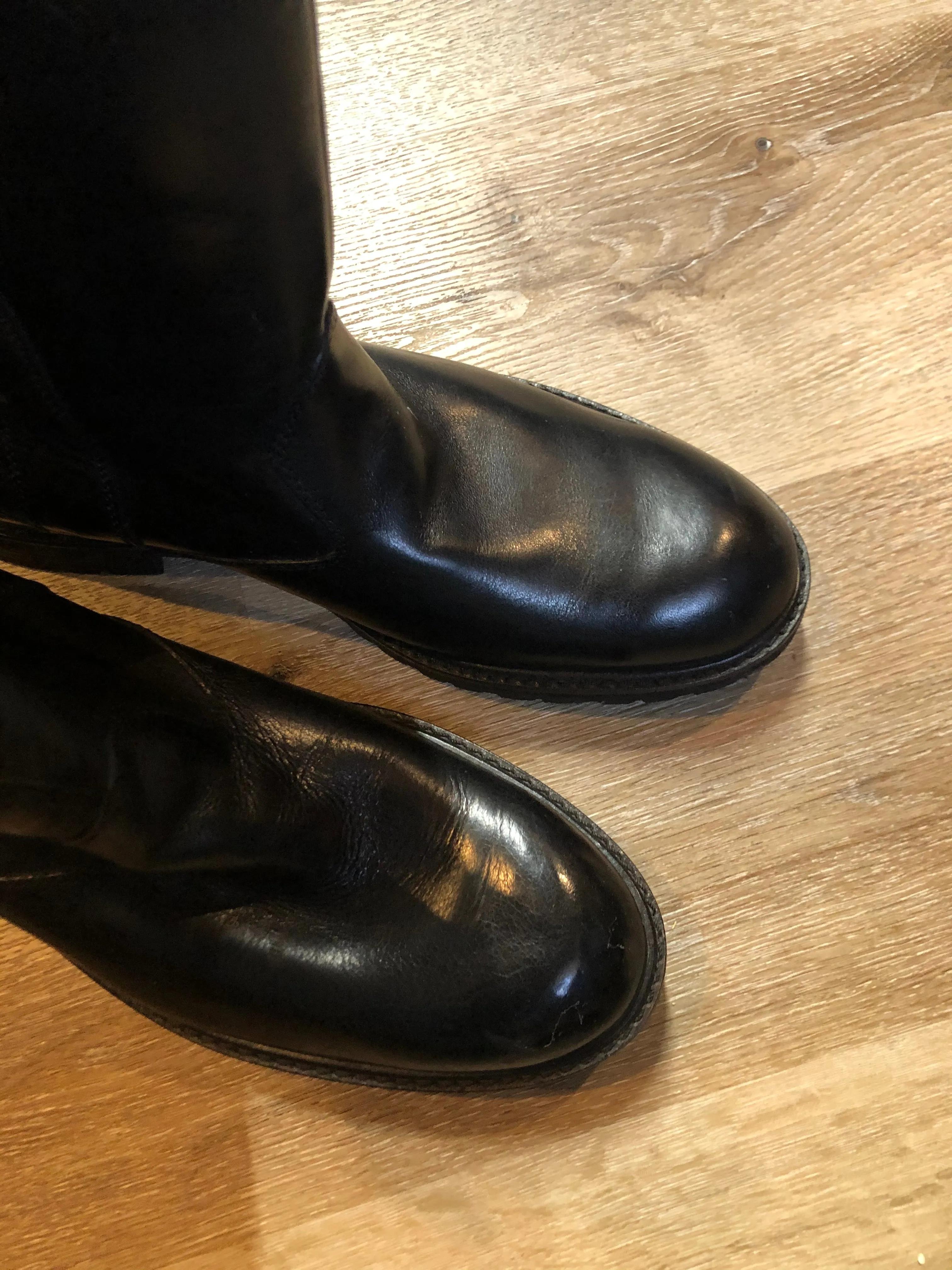 Florshiem Black Smooth Leather Boots with Shearling Lining, 8.5 Mens
