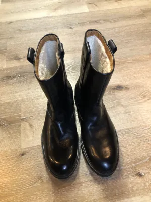 Florshiem Black Smooth Leather Boots with Shearling Lining, 8.5 Mens