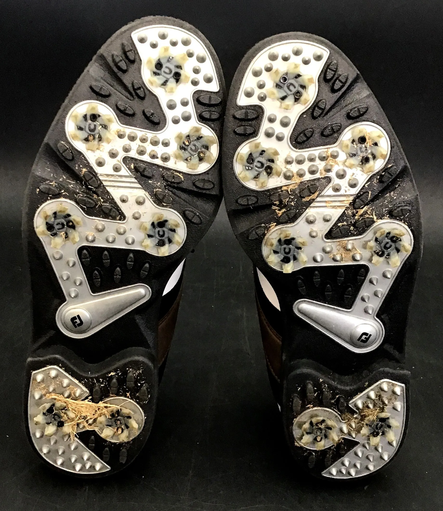 FootJoy Men's 45330 White Brown Spikes Golf Shoes - Size 11.5W