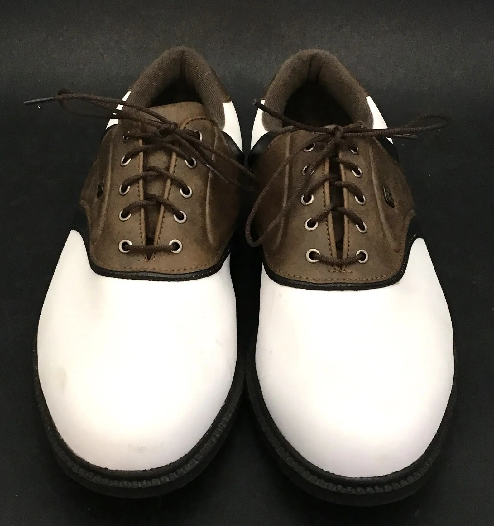 FootJoy Men's 45330 White Brown Spikes Golf Shoes - Size 11.5W
