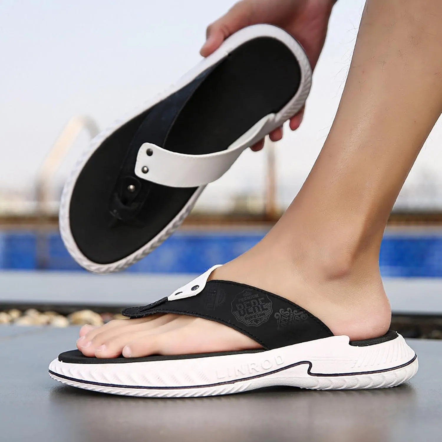 Foreign Trade Flip Flops For Men Beach Slippers For Men Summer Non Slip External Wearing Mens Arch Support Flip Flops Water S