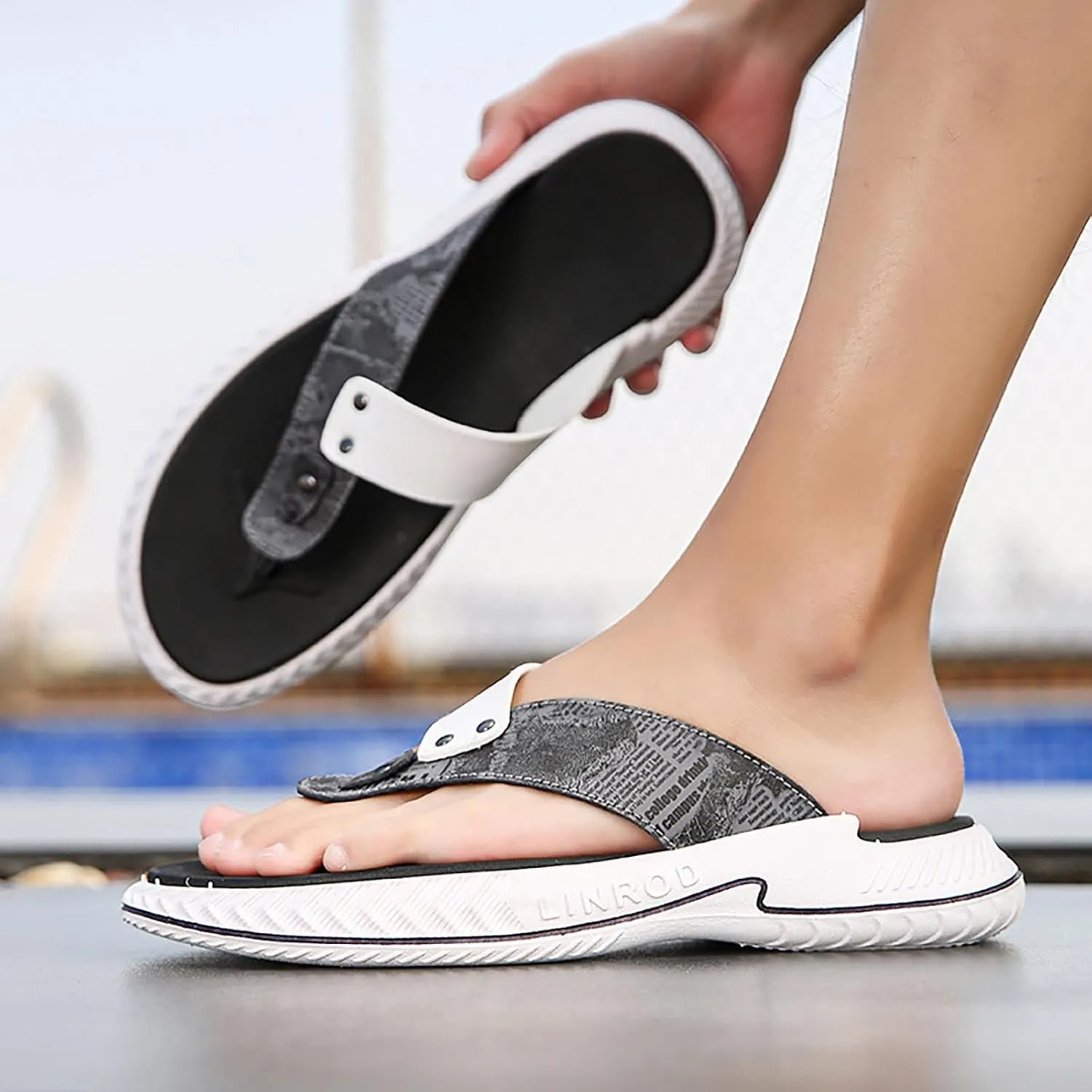 Foreign Trade Flip Flops For Men Beach Slippers For Men Summer Non Slip External Wearing Mens Arch Support Flip Flops Water S