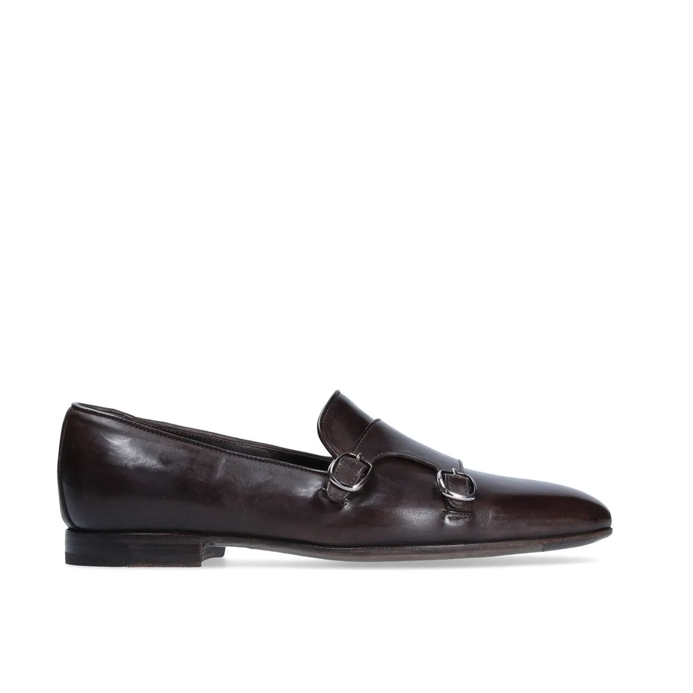 Franceschetti Sirio Men's Shoes Dark Brown Horse Leather Double Buckle Belgian Loafers (FCCT1005)