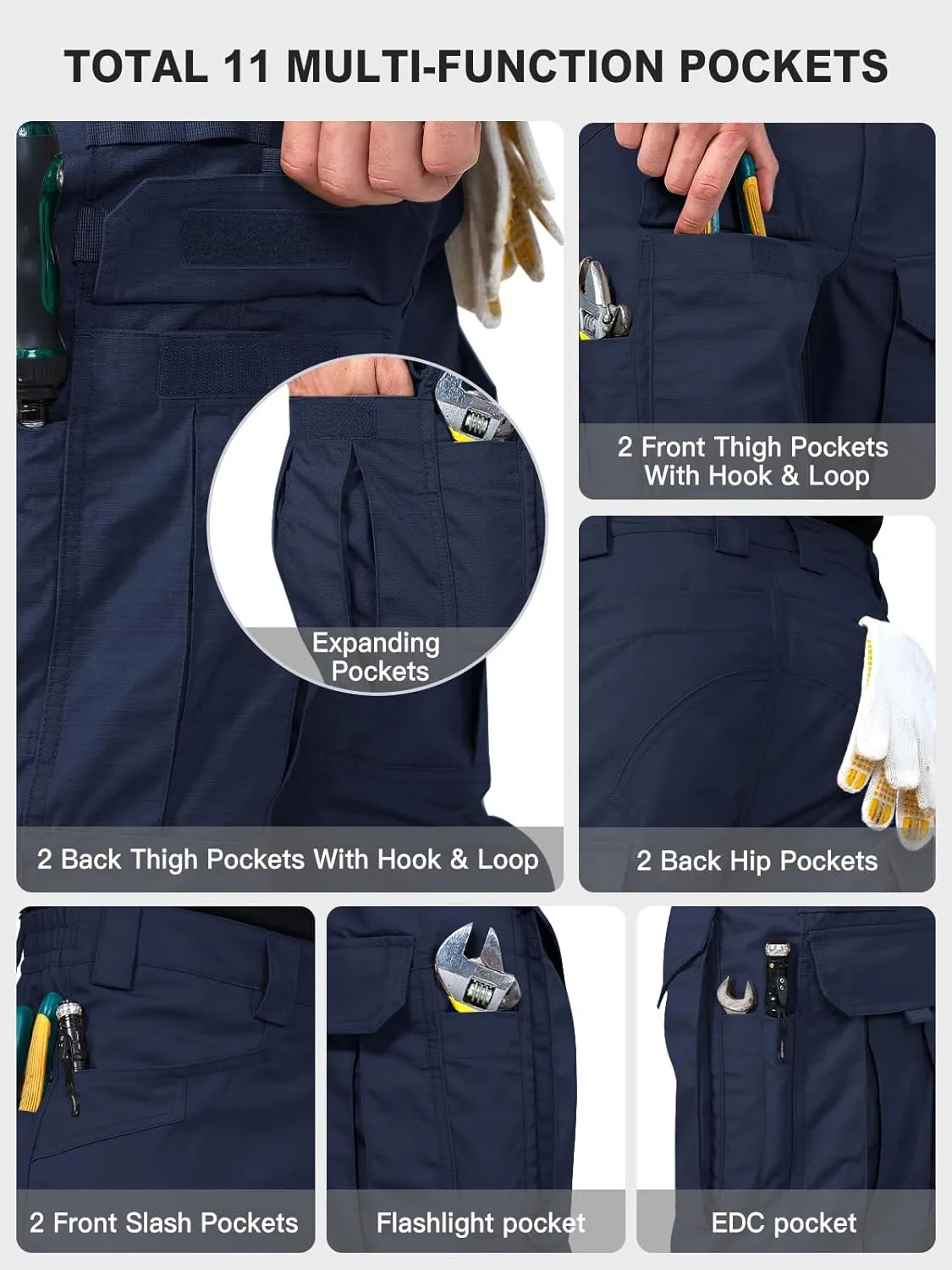 FREE SOLDIER Men's Cargo Pants,Tactical Pants for Men Stretch,Durable Ripstop EDC Work Pants for Hiking