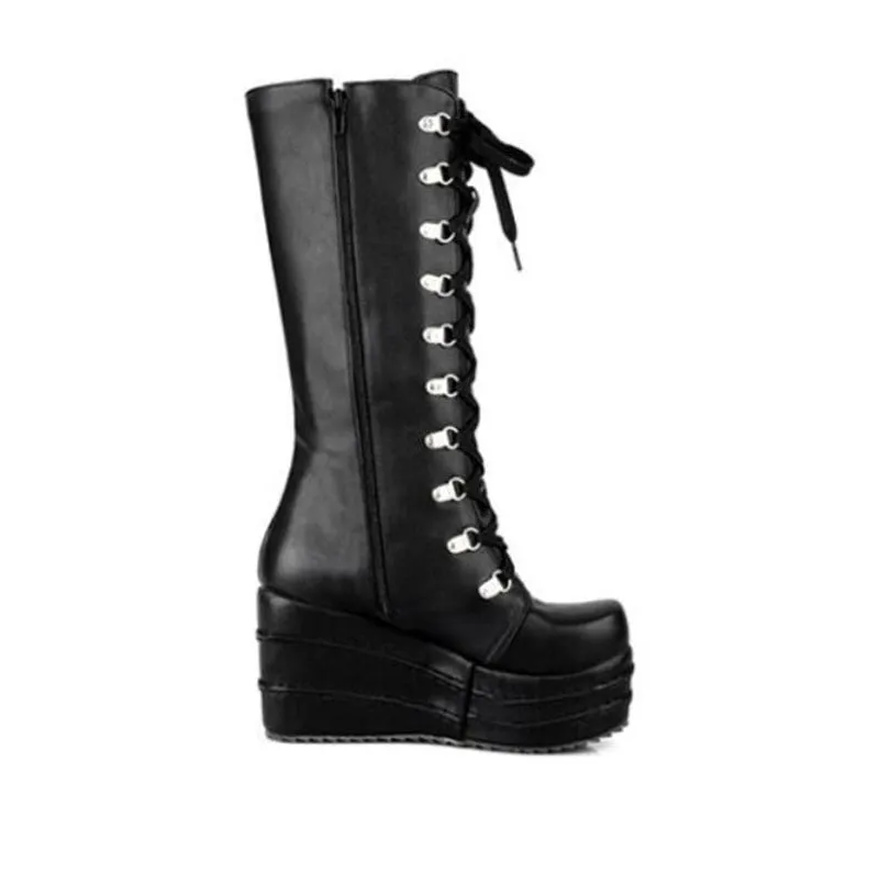 Funki Buys | Boots | Women's High Platform Gothic Wedge Boot