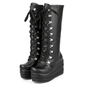 Funki Buys | Boots | Women's High Platform Gothic Wedge Boot