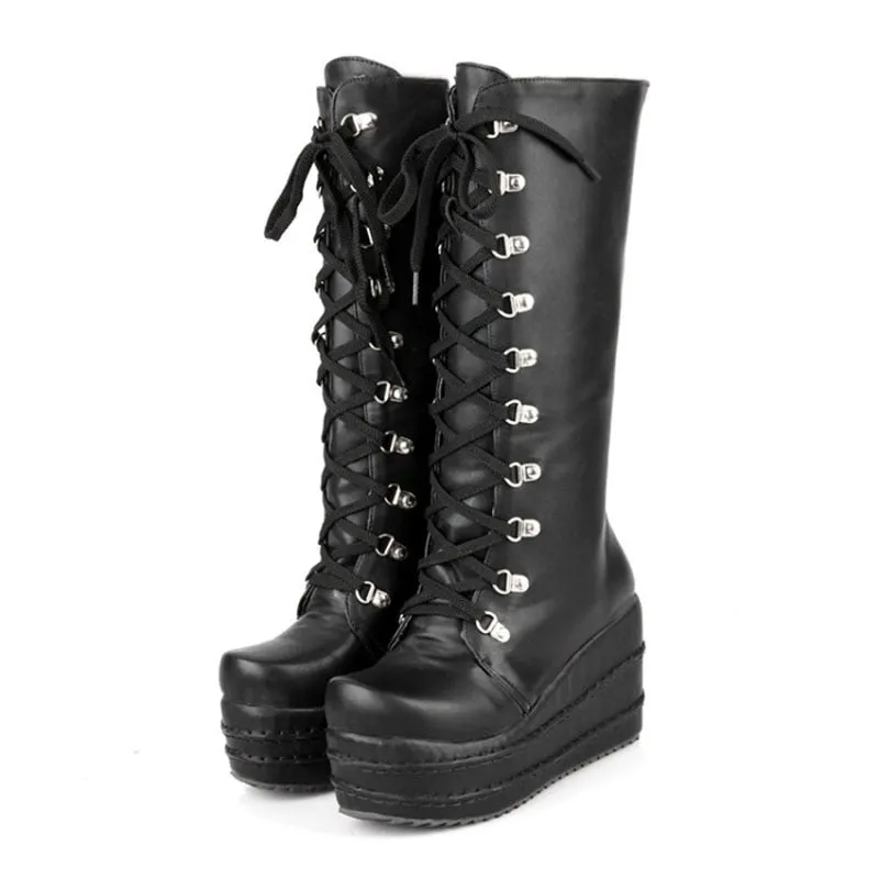 Funki Buys | Boots | Women's High Platform Gothic Wedge Boot