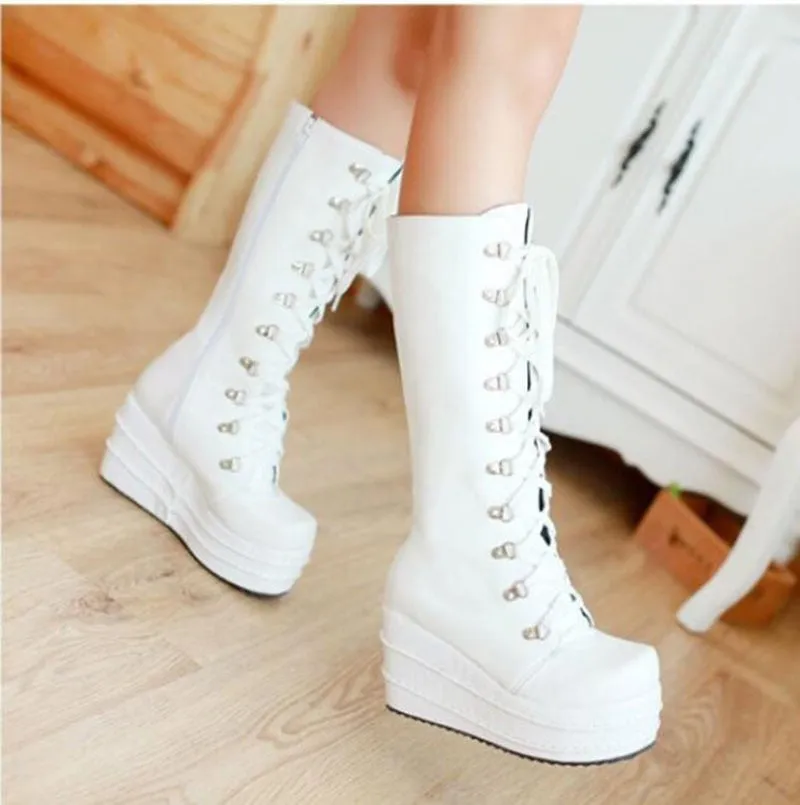 Funki Buys | Boots | Women's High Platform Gothic Wedge Boot