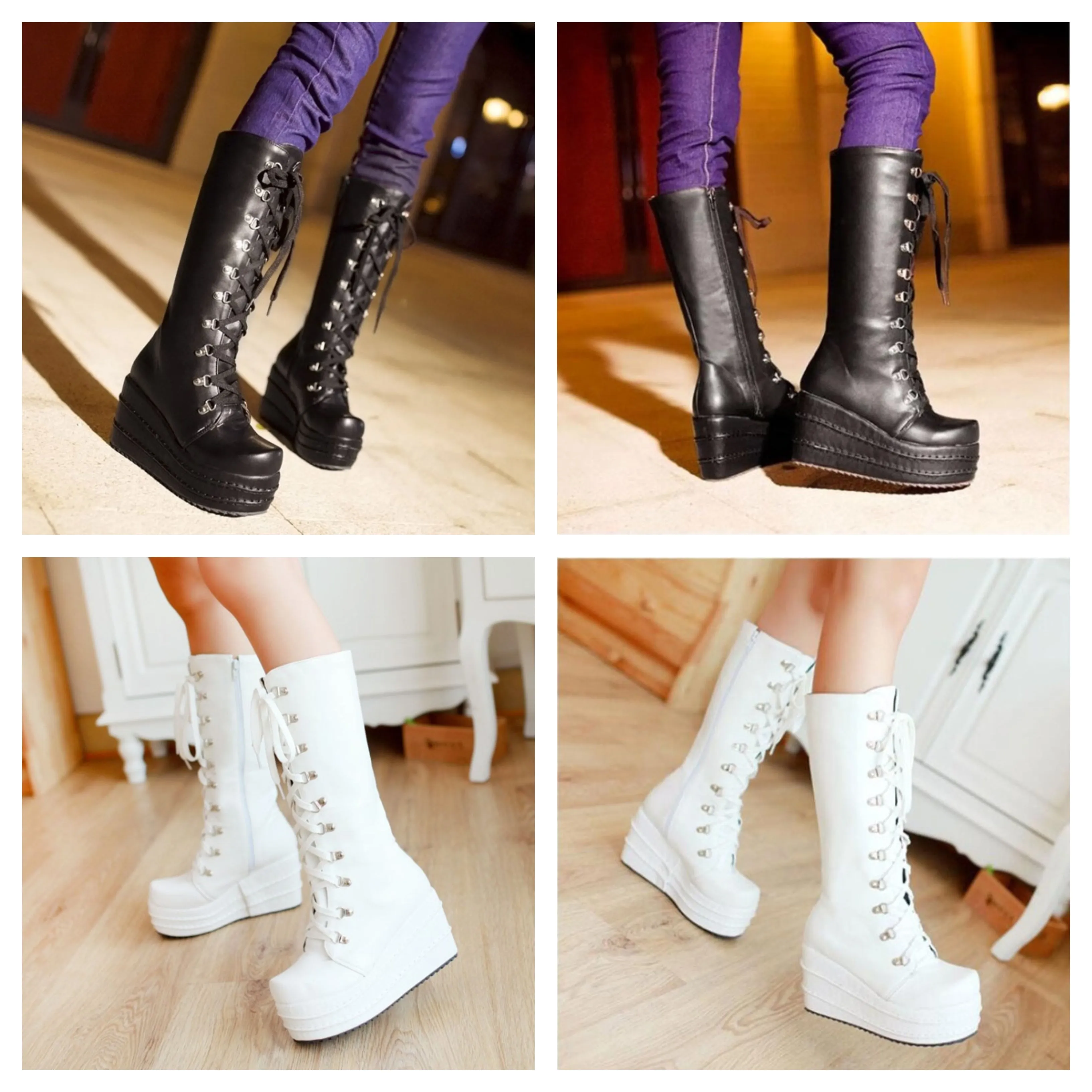 Funki Buys | Boots | Women's High Platform Gothic Wedge Boot