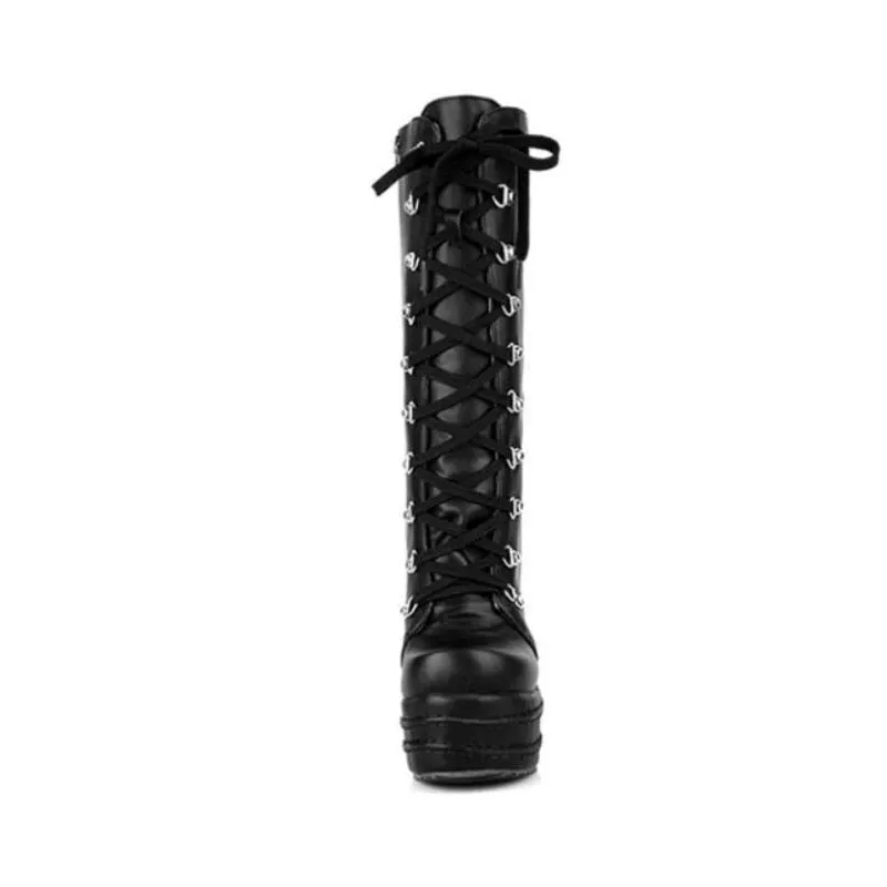 Funki Buys | Boots | Women's High Platform Gothic Wedge Boot