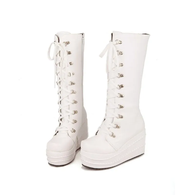 Funki Buys | Boots | Women's High Platform Gothic Wedge Boot
