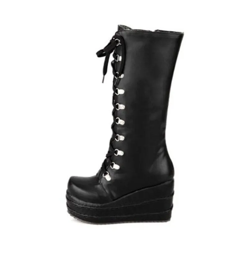 Funki Buys | Boots | Women's High Platform Gothic Wedge Boot