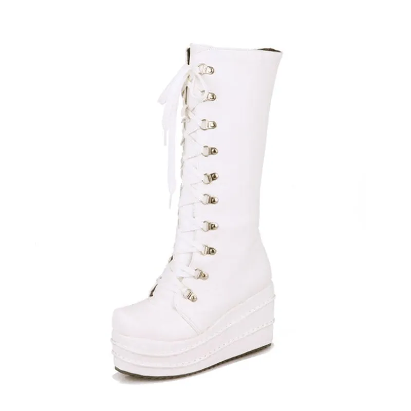 Funki Buys | Boots | Women's High Platform Gothic Wedge Boot