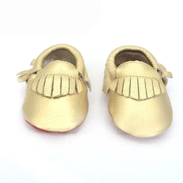 Genuine Leather Baby Moccasins with Fringe