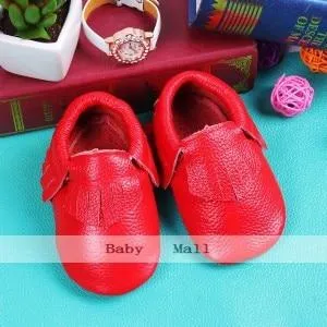 Genuine Leather Baby Moccasins with Fringe