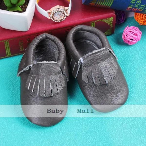 Genuine Leather Baby Moccasins with Fringe