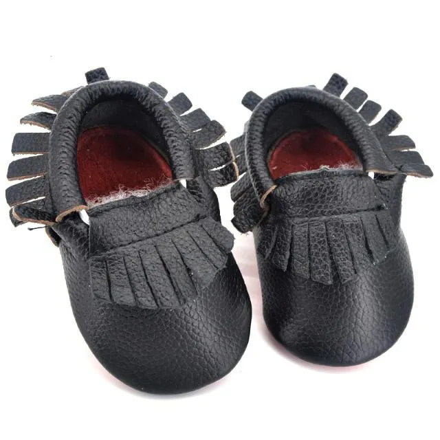 Genuine Leather Baby Moccasins with Fringe