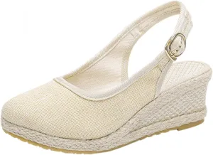 Gibobby Espadrille Wedge,Womens Wedges Sandals Espadrilles Platform Closed Toe Ankle Strap Slingback Summer Casual Sandals