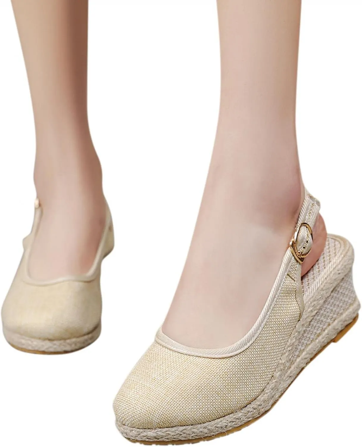 Gibobby Espadrille Wedge,Womens Wedges Sandals Espadrilles Platform Closed Toe Ankle Strap Slingback Summer Casual Sandals
