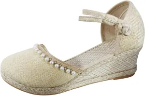 Gibobby Espadrille Wedge,Womens Wedges Sandals Espadrilles Platform Closed Toe Ankle Strap Slingback Summer Casual Sandals