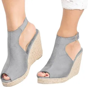 Gibobby Gladiator Sandals for Women,Open Toe Slip On Platform Sandals Espadrilles Zipper Wedges Shallow Beach Shoes