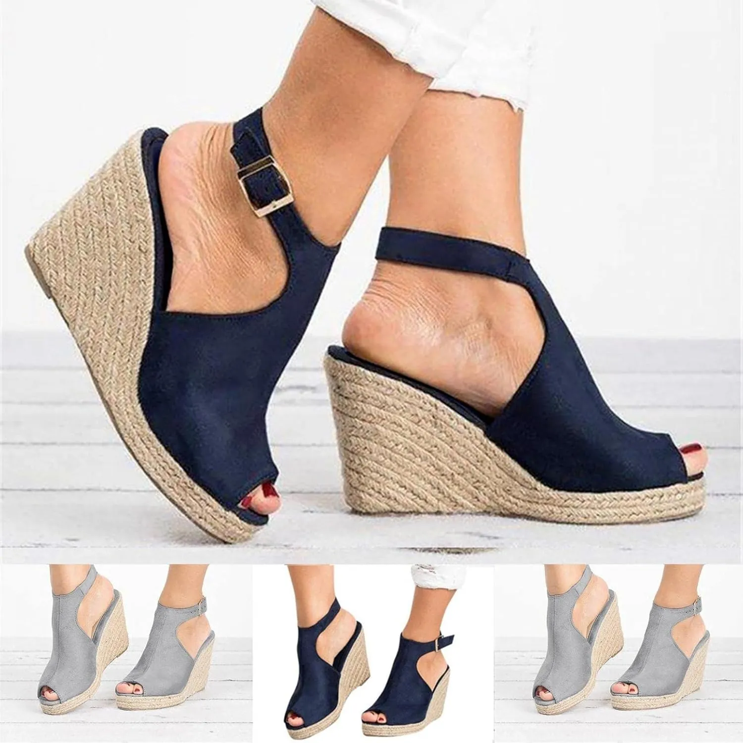 Gibobby Platform Sandals Espadrille,Women's Straps Platform Wedges Sandals Casual Summer Closed Toe Espadrilles Sandals