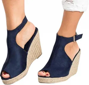 Gibobby Platform Sandals Espadrille,Women's Straps Platform Wedges Sandals Casual Summer Closed Toe Espadrilles Sandals