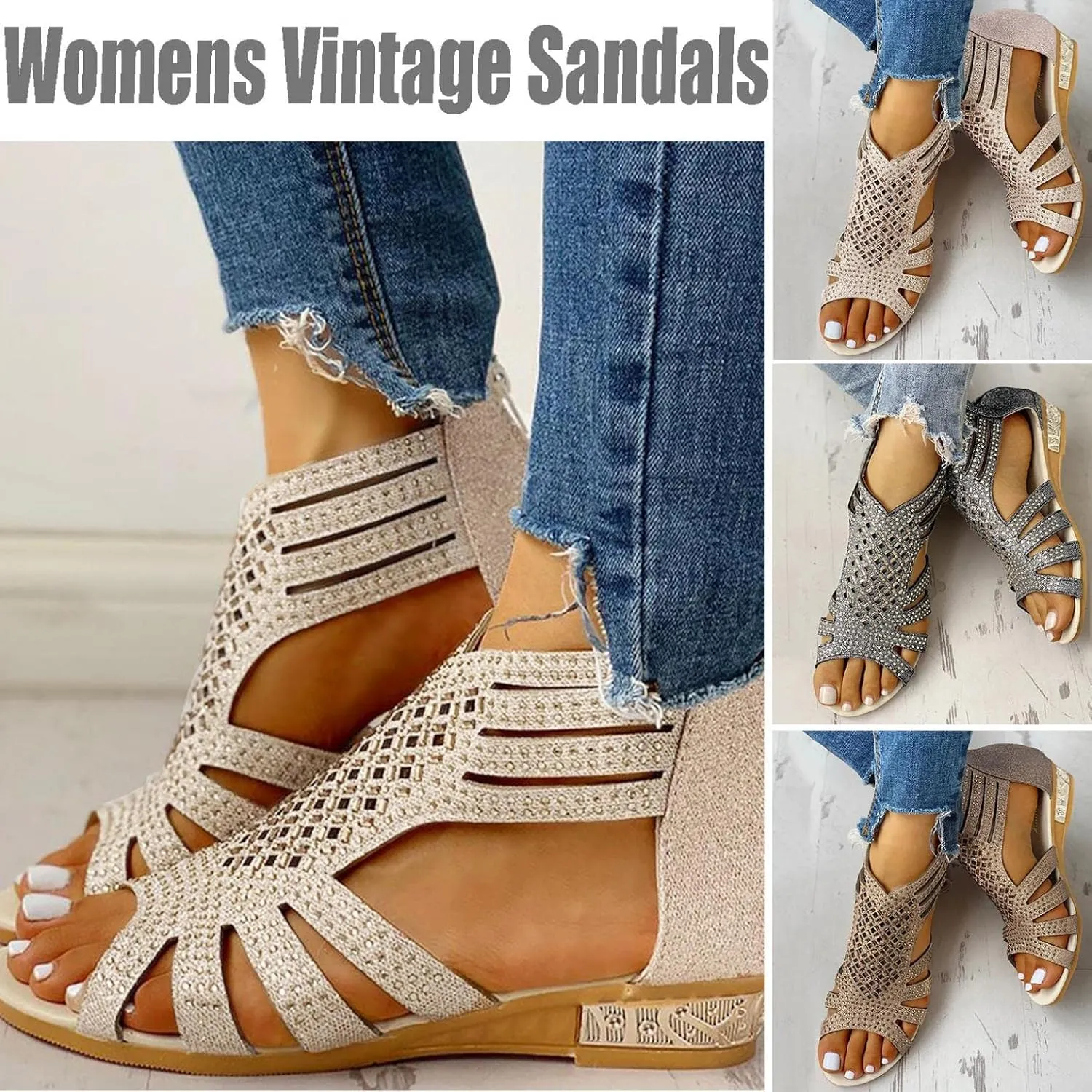 Gibobby Platform Sandals Espadrille,Women's Straps Platform Wedges Sandals Casual Summer Closed Toe Espadrilles Sandals