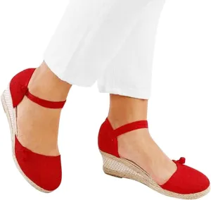 Gibobby Platform Sandals Espadrille,Women's Straps Platform Wedges Sandals Casual Summer Closed Toe Espadrilles Sandals