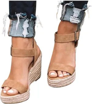 Gibobby Platform Shoes for Women,Ladies Open Toe Bohemia Weaving Sandals Ankle Strap Buckle Sandal Wedges Shoes