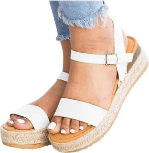 Gibobby Platform Shoes for Women,Ladies Open Toe Bohemia Weaving Sandals Ankle Strap Buckle Sandal Wedges Shoes