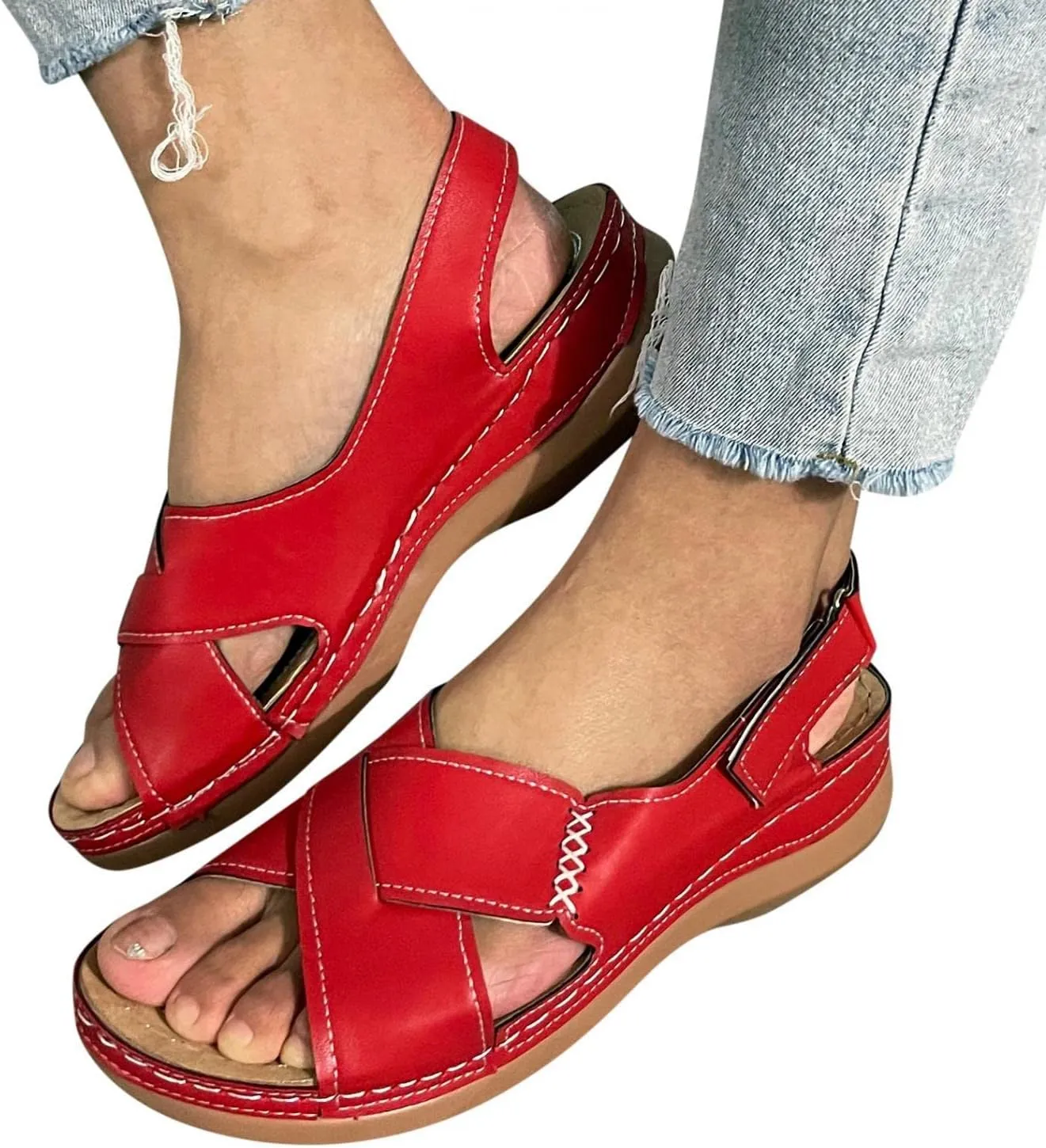 Gibobby Womens Sandals Dressy Summer Crystal Open Toe Flip Flops Shoes Flat Strappy Sandals Comfort Ladies Sandals